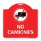 Signmission Spanish Traffic No Camiones No Trucks W/ Graphic, Red & White Alum Sign, 18" x 18", RW-1818-22881 A-DES-RW-1818-22881 - alternate 1
